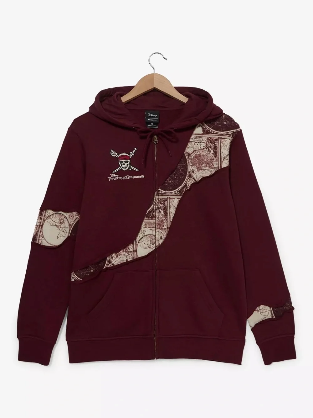 Unisex Disney Pirates of the Caribbean Patchwork Treasure Map Hoodie Boxlunch